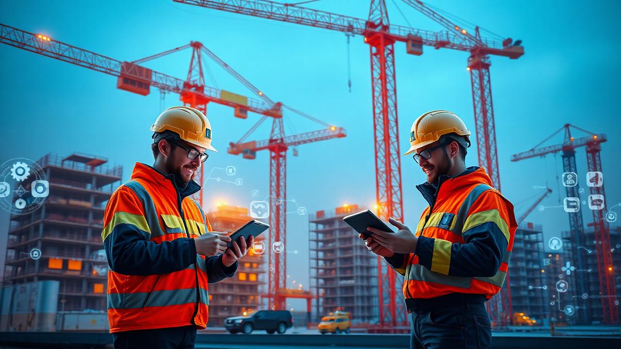 Bauunternehmen auf einer modernen Baustelle